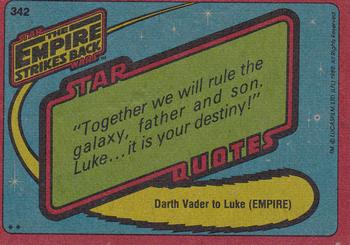 1980 Topps Star Wars: The Empire Strikes Back #342 Cloud City Reactor Shaft Back