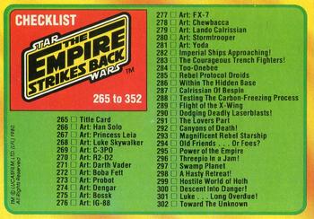 1980 Topps Star Wars: The Empire Strikes Back #352 Checklist 265-352 Front