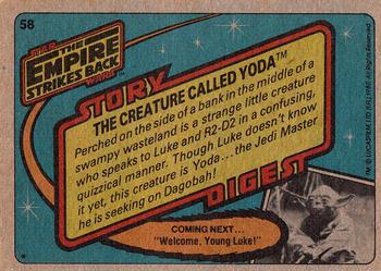 1980 Topps Star Wars: The Empire Strikes Back #58 The Creature Called Yoda Back