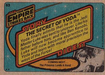 1980 Topps Star Wars: The Empire Strikes Back #63 The Secret of Yoda Back