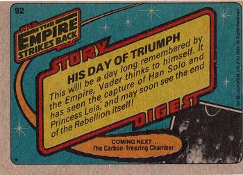 1980 Topps Star Wars: The Empire Strikes Back #92 His Day of Triumph Back