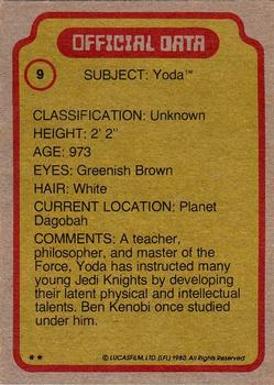 1980 Topps Star Wars: The Empire Strikes Back #9 Yoda Back