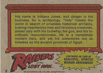 1981 Topps Raiders of the Lost Ark #2 Indiana Jones Back