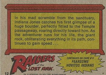 1981 Topps Raiders of the Lost Ark #12 Chased...By A Boulder! Back