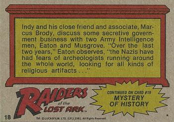 1981 Topps Raiders of the Lost Ark #18 Outlining The Quest Back