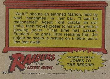 1981 Topps Raiders of the Lost Ark #26 Marion in a Jam! Back