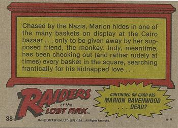 1981 Topps Raiders of the Lost Ark #38 Where's Marion? Back