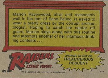 1981 Topps Raiders of the Lost Ark #49 A Very-Much-Alive Marion! Back