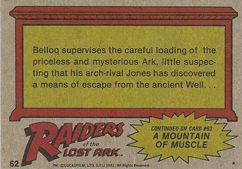 1981 Topps Raiders of the Lost Ark #62 Loading The Ark Back
