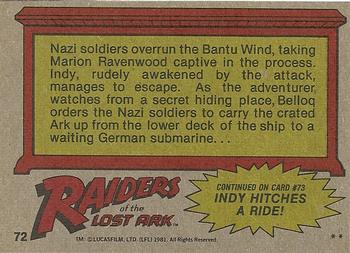 1981 Topps Raiders of the Lost Ark #72 Held at Gunpoint by the Nazis Back