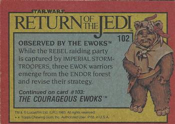 1983 Topps Star Wars: Return of the Jedi #102 Observed by the Ewoks Back