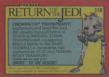1983 Topps Star Wars: Return of the Jedi #110 Chewbacca Triumphant! Back