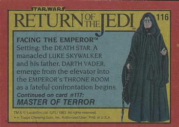 1983 Topps Star Wars: Return of the Jedi #116 Facing the Emperor Back