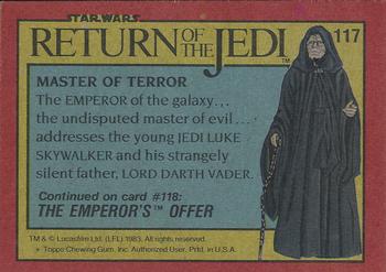 1983 Topps Star Wars: Return of the Jedi #117 Master of Terror Back