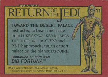 1983 Topps Star Wars: Return of the Jedi #11 Toward the Desert Palace Back