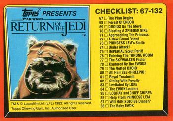 1983 Topps Star Wars: Return of the Jedi #132 Checklist 67-132 Front