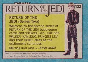 1983 Topps Star Wars: Return of the Jedi #133 Title Card Series 2 Back