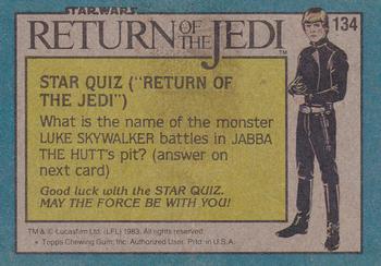 1983 Topps Star Wars: Return of the Jedi #134 Path to Destiny Back