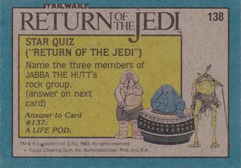 1983 Topps Star Wars: Return of the Jedi #138 Wicket and Princess Leia Back