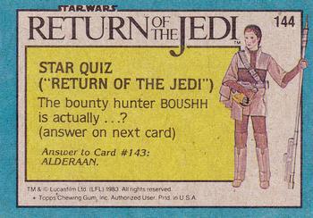1983 Topps Star Wars: Return of the Jedi #144 Above the Sarlacc Pit Back