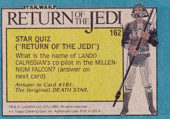 1983 Topps Star Wars: Return of the Jedi #162 Friends of the Alliance Back