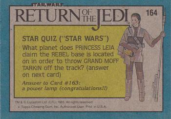 1983 Topps Star Wars: Return of the Jedi #164 Face of Terror Back