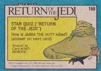 1983 Topps Star Wars: Return of the Jedi #168 Alert to Danger! Back