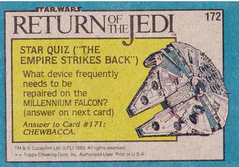 1983 Topps Star Wars: Return of the Jedi #172 Jabba the Hutt on the Sail Barge Back