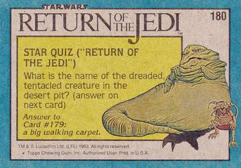 1983 Topps Star Wars: Return of the Jedi #180 “Give in to Your Hate!” Back