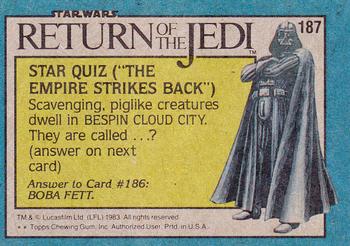 1983 Topps Star Wars: Return of the Jedi #187 Star Lovers Back