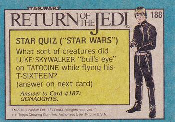 1983 Topps Star Wars: Return of the Jedi #188 Luke Skywalker...Now a Jedi! Back