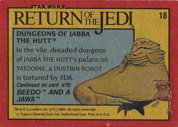 1983 Topps Star Wars: Return of the Jedi #18 Dungeons of Jabba the Hutt Back