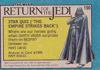 1983 Topps Star Wars: Return of the Jedi #190 Portrait of Wicket Back