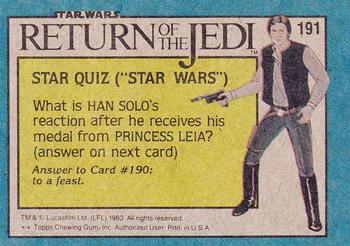 1983 Topps Star Wars: Return of the Jedi #191 Trapped by the Empire Back