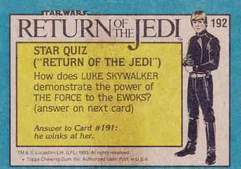 1983 Topps Star Wars: Return of the Jedi #192 Their Secret Revealed Back