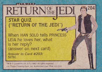 1983 Topps Star Wars: Return of the Jedi #204 Lando Calrissian Undercover Back