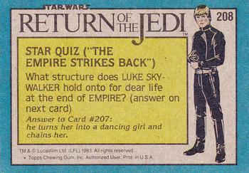 1983 Topps Star Wars: Return of the Jedi #208 Gamorrean Guard Profile Back