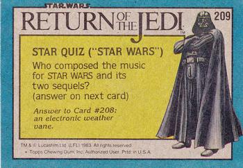 1983 Topps Star Wars: Return of the Jedi #209 Hulking Gamorrean Guard Back