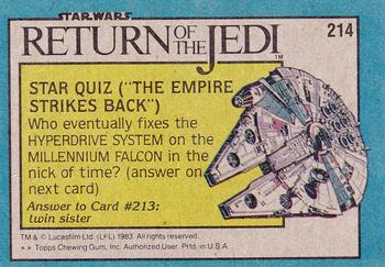 1983 Topps Star Wars: Return of the Jedi #214 TIE Interceptor (3/4 View) Back