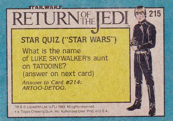 1983 Topps Star Wars: Return of the Jedi #215 The Nearly Completed Death Star Back