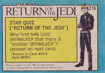 1983 Topps Star Wars: Return of the Jedi #216 Rebel Cruiser Back