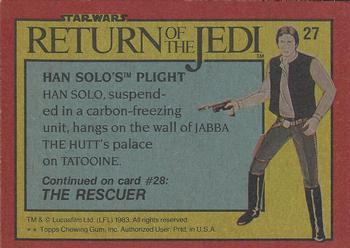 1983 Topps Star Wars: Return of the Jedi #27 Han Solo's Plight Back
