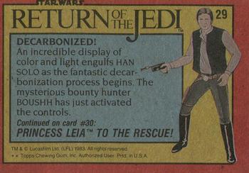 1983 Topps Star Wars: Return of the Jedi #29 Decarbonized! Back