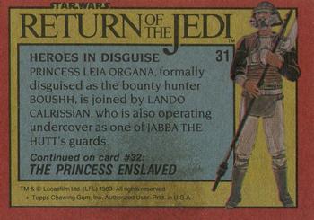 1983 Topps Star Wars: Return of the Jedi #31 Heroes in Disguise Back