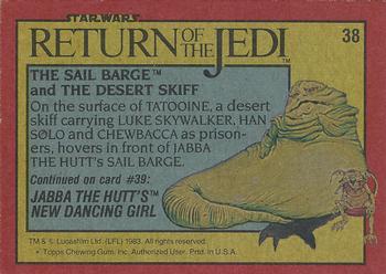 1983 Topps Star Wars: Return of the Jedi #38 The Sail Barge and the Desert Skiff Back