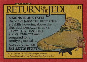 1983 Topps Star Wars: Return of the Jedi #41 A Monstrous Fate! Back