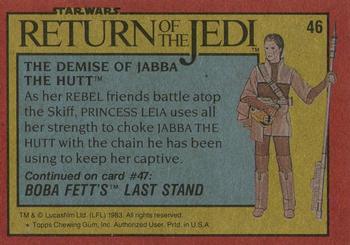 1983 Topps Star Wars: Return of the Jedi #46 The Demise of Jabba the Hutt Back