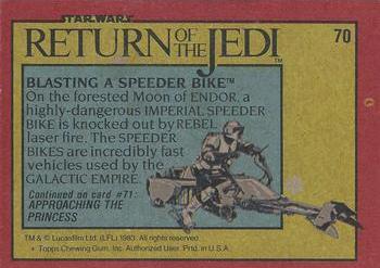 1983 Topps Star Wars: Return of the Jedi #70 Blasting a Speeder Bike Back