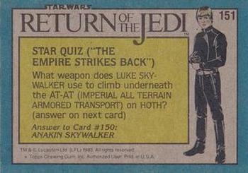 1983 Topps Star Wars: Return of the Jedi #151 A Curious Ewok Back