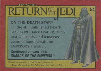 1983 Topps Star Wars: Return of the Jedi #54 On the Death Star Back